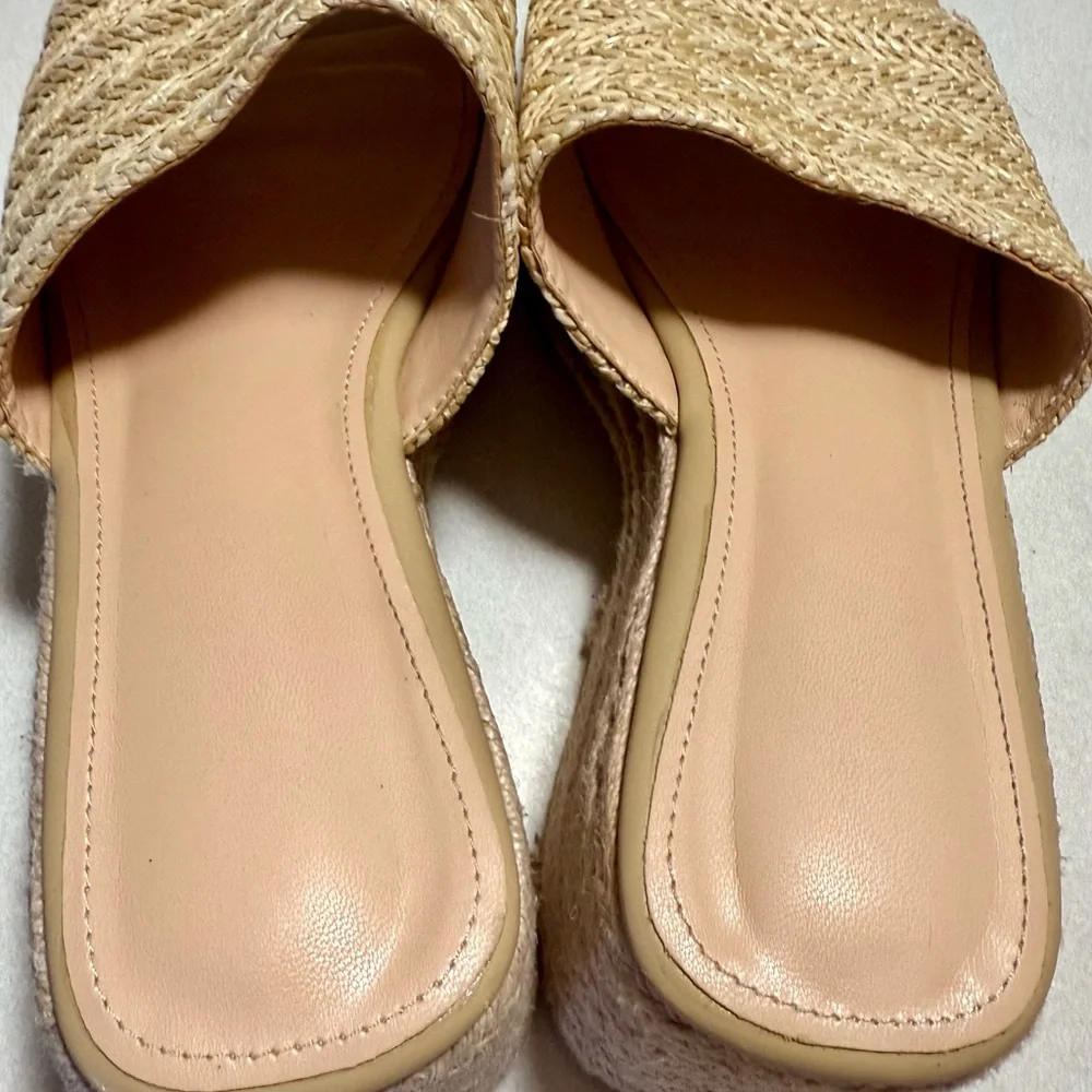 EQAUDES Platform Slip on Espadrille Sandals size 8, beach summer shoes platforms